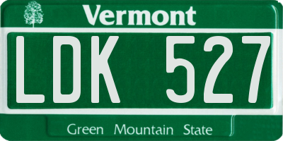 VT license plate LDK527
