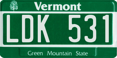 VT license plate LDK531