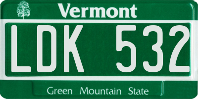VT license plate LDK532