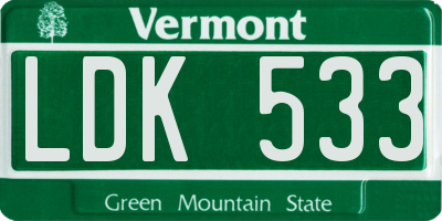 VT license plate LDK533