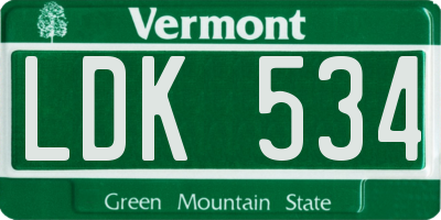 VT license plate LDK534