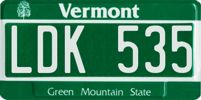 VT license plate LDK535