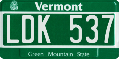 VT license plate LDK537
