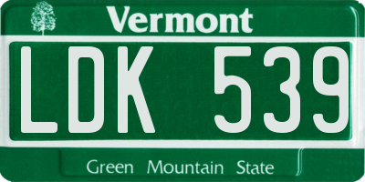 VT license plate LDK539