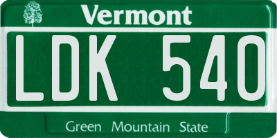 VT license plate LDK540