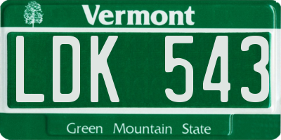 VT license plate LDK543