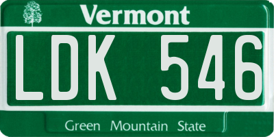 VT license plate LDK546