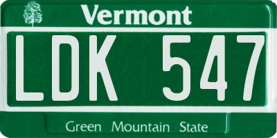 VT license plate LDK547