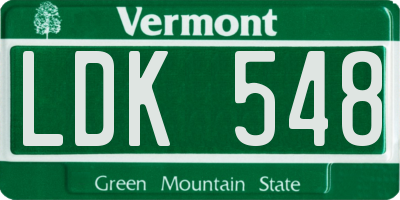 VT license plate LDK548