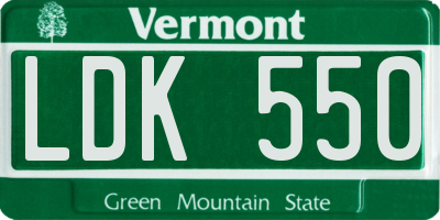 VT license plate LDK550
