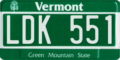 VT license plate LDK551