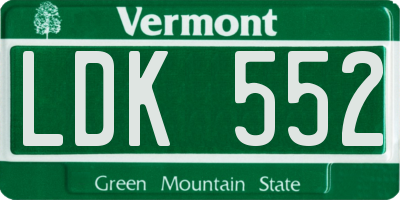 VT license plate LDK552