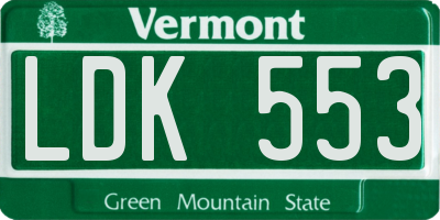 VT license plate LDK553