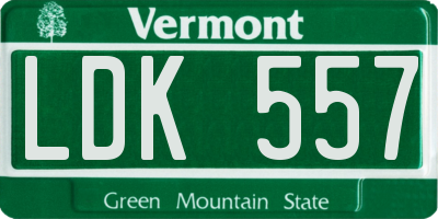 VT license plate LDK557