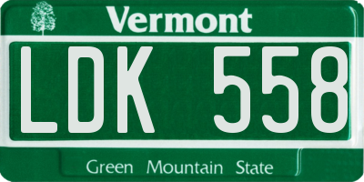VT license plate LDK558