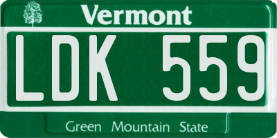 VT license plate LDK559