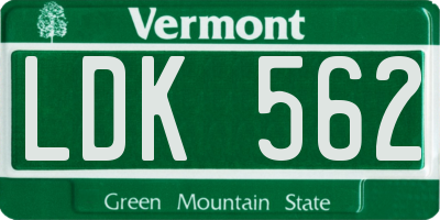 VT license plate LDK562