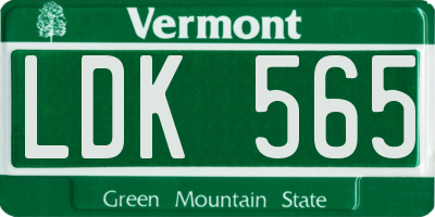 VT license plate LDK565