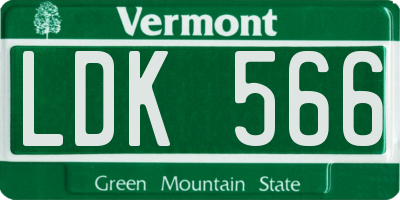 VT license plate LDK566