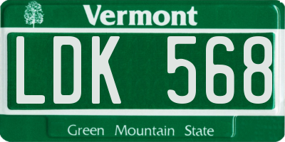 VT license plate LDK568