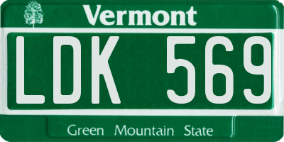 VT license plate LDK569
