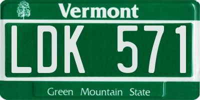 VT license plate LDK571