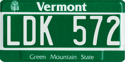 VT license plate LDK572