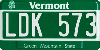 VT license plate LDK573