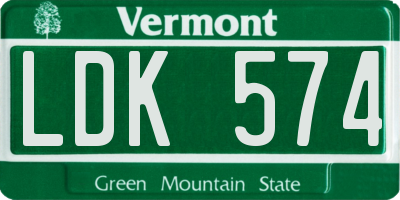 VT license plate LDK574