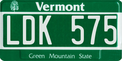 VT license plate LDK575