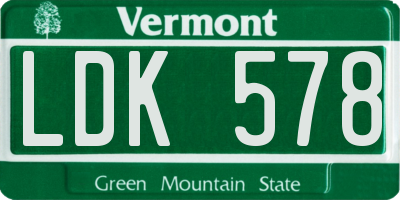 VT license plate LDK578