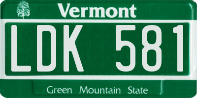VT license plate LDK581