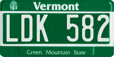 VT license plate LDK582