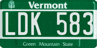 VT license plate LDK583