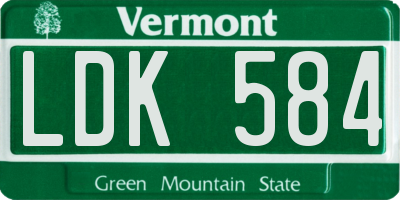 VT license plate LDK584
