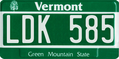 VT license plate LDK585