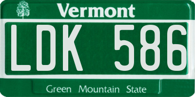VT license plate LDK586