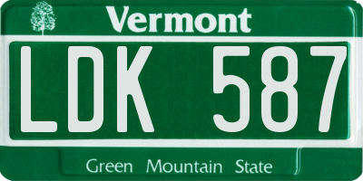 VT license plate LDK587