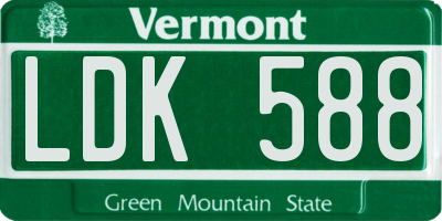 VT license plate LDK588