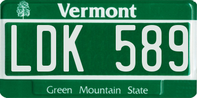 VT license plate LDK589