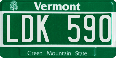 VT license plate LDK590