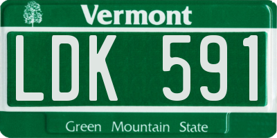 VT license plate LDK591