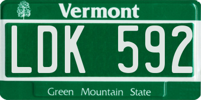 VT license plate LDK592