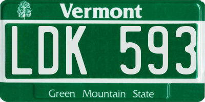 VT license plate LDK593