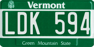 VT license plate LDK594