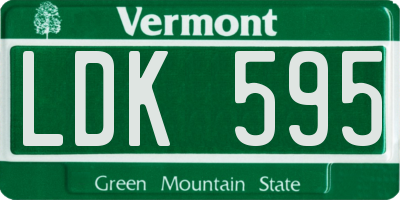 VT license plate LDK595