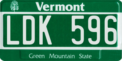 VT license plate LDK596