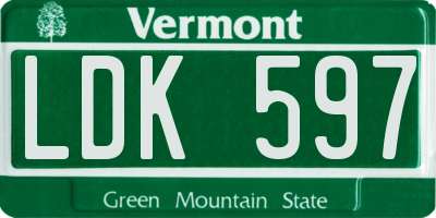 VT license plate LDK597
