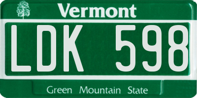 VT license plate LDK598