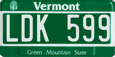 VT license plate LDK599